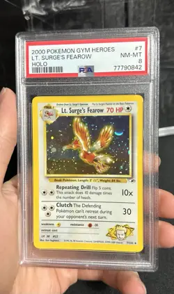 2000 POKEMON GYM HEROES HOLO #7 LT. SURGE'S FEAROW PSA 8 - Image 3