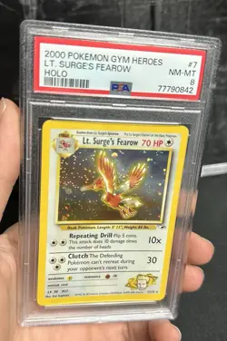 2000 POKEMON GYM HEROES HOLO #7 LT. SURGE'S FEAROW PSA 8 - Image 4