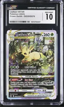 Full Art Leafeon VSTAR Pokemon Sword Shield Crown Zenith Galarian Gallery CGC 10 - Image 1