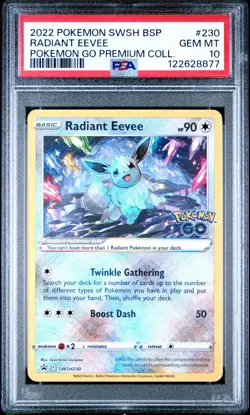 2022 POKEMON SWSH POKEMON GO PREMIUM COLLECTION PROMO #230 RADIANT EEVEE PSA 10 - Image 1