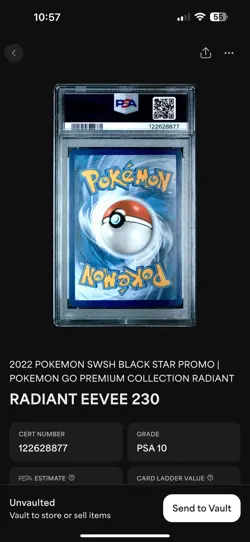 2022 POKEMON SWSH POKEMON GO PREMIUM COLLECTION PROMO #230 RADIANT EEVEE PSA 10 - Image 2