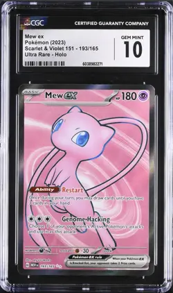 CGC 10 GEM MINT Mew EX 193/165 Scarlet & Violet 151 ULTRA RARE Full Art Pokemon - Image 1