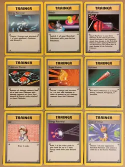 Set of 9 Trainers! Pokemon TCG Base Set Unlimited Vintage 1999 Great Condition!! - Image 1