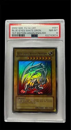 Yu-Gi-Oh BLUE-EYES WHITE DRAGON 1ST SDK-001 ASIAN ENGLISH PSA 8 F/S - Image 1