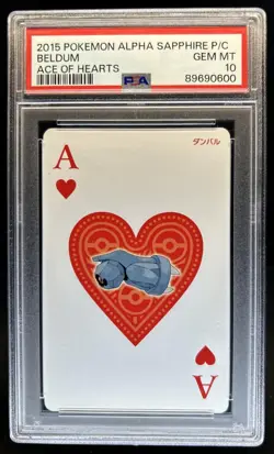 2015 Pokemon Alpha Sapphire Playing Cards Beldum Ace Of Hearts PSA 10 GEM MINT - Image 1