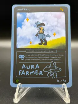 Pokedoodles Loocario 72/90 - LP Rare Card - Parody Lucario Fan Art READ DESC. - Image 1