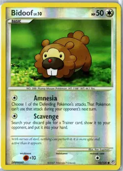 Pokemon Card - Bidoof 70/130 Diamond & Pearl Common Reverse Holo MP - Image 1