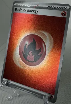 2023 Pokemon Basic Energy - Fire Energy Card ERROR 25% Cosmo Holo Rest Is Holo - Image 1