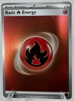 2023 Pokemon Basic Energy - Fire Energy Card ERROR 25% Cosmo Holo Rest Is Holo - Image 2