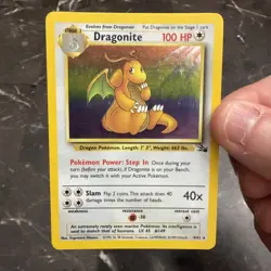 Dragonite Holo 4/62 Fossil Unlimited – Vintage Pokemon Card – Raw - Image 1