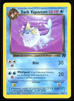 2000 Classic - Team Rocket Dark Vaporeon Non Holo Pokemon Card #45 - Image 1