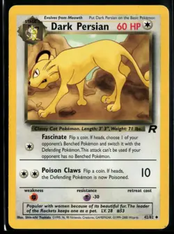 2000 Classic - Team Rocket Dark Persian #42 Non Holo Pokemon Card - Image 1