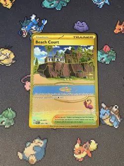 Pokemon Cards Beach Court 263/182 Gold Secret Rare Paradox Rift - (NM) #1 - Image 1