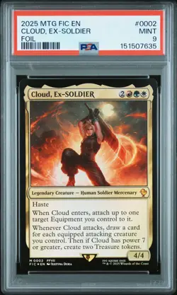 2025 MTG FINAL FANTASY COMMANDER FOIL #0002 CLOUD EX-SOLDIER PSA 9 - Image 1