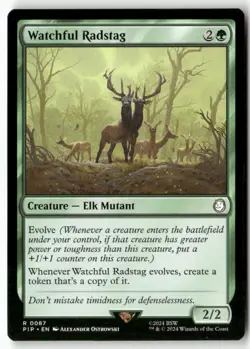 Watchful Radstag 87 Rare Universes Beyond: Fallout Magic: The Gathering NM - Image 1