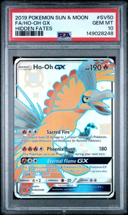 PSA 10 Pokemon Hidden Fates Ho-oh GX SV50 - Image 1