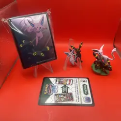 Pokemon Prismatic Evolutions Mini Figure Collection Pin Figure and Sleeves only - Image 1