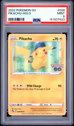 2022 POKEMON GO #028 PIKACHU-HOLO PSA 9 - Image 1
