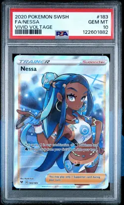 2020 POKEMON SWORD & SHIELD VIVID VOLTAGE #183 FULL ART/NESSA PSA 10 - Image 1