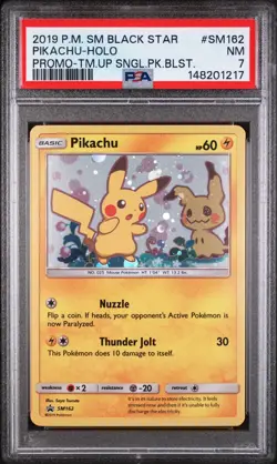 2019 POKEMON SM BLACK STAR PROMO TEAM UP SINGLE PACK BLISTERS PIKACHU-HOLO PSA 7 - Image 1