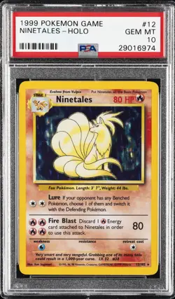 1999 POKEMON BASE SET UNLIMITED #12 NINETALES-HOLO PSA 10 - Image 1