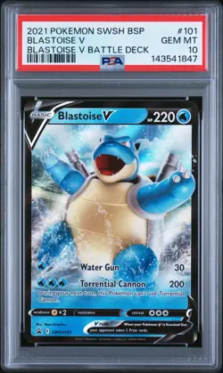 2021 POKEMON SWSH BLACK STAR PROMO BLASTOISE V BATTLE DECK BLASTOISE V PSA 10 - Image 1