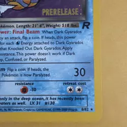 Pokemon TCG Dark Gyarados 8/82 Team Rocket Prerelease Holo Rare English 70 HP - Image 5