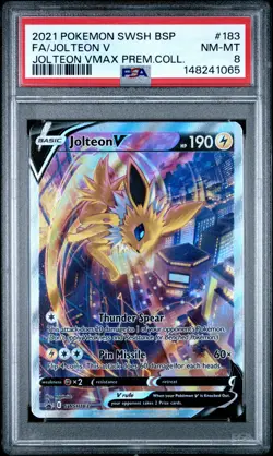2021 POKEMON SWSH BLACK STAR PROMO #183 FULL ART/JOLTEON V PSA 8 - Image 1