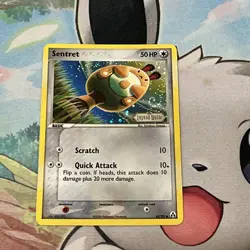 Pokemon Sentret 62/92 Legend Maker Stamped Basic Common Reverse Holo Swirl DMG - Image 1
