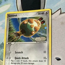 Pokemon Sentret 62/92 Legend Maker Stamped Basic Common Reverse Holo Swirl DMG - Image 4