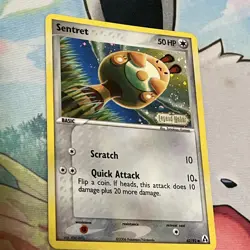 Pokemon Sentret 62/92 Legend Maker Stamped Basic Common Reverse Holo Swirl DMG - Image 5