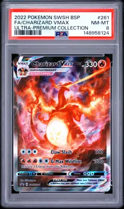 2022 POKEMON SWSH ULTRA-PREMIUM COLLECTION #261 FULL ART/CHARIZARD VMAX PSA 8 - Image 1