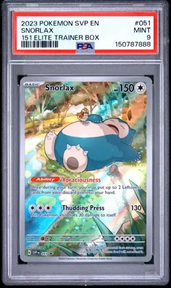 2023 POKEMON SVP EN-SV BLACK STAR PROMO 151 ELITE TRAINER BOX #051 SNORLAX PSA 9 - Image 1