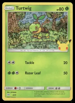 Turtwig 004/025 Promo McDonald's 25th Anniversary Promos Pokemon Holo LP - Image 1