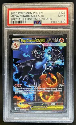 2025 Pokemon PFL Mega Charizard X ex Special Illustration Rare #125/094 PSA 9 - Image 1