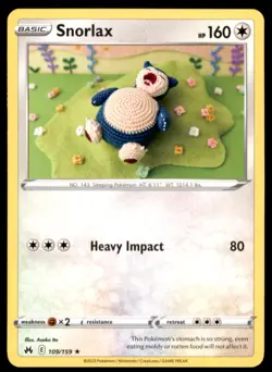 Snorlax 109/159 Rare Crown Zenith Pokemon Near Mint - Image 1