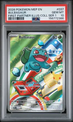 2026 POKEMON FIRST PARTNER ILLUSTRATION COLLECTION SERIES 1 BULBASAUR PSA 10 - Image 1