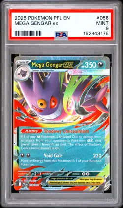 2025 POKEMON PFL EN-PHANTASMAL FLAMES #056 MEGA GENGAR EX PSA 9 - Image 1