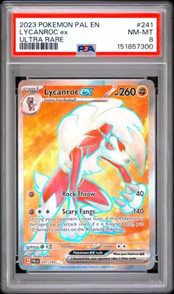 2023 POKEMON PAL EN-PALDEA EVOLVED ULTRA RARE #241 LYCANROC EX PSA 8 - Image 1