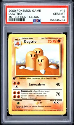 2000 POKEMON GAME 1ST EDITION-ITALIAN #19 DUGTRIO PSA 10 - Image 1