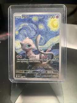 Pokemon Mew With The Starry Night Van Gogh Art Style Cute Custom Card - Image 1