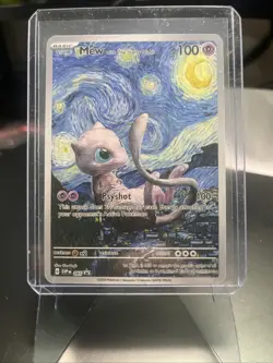 Pokemon Mew With The Starry Night Van Gogh Art Style Cute Custom Card - Image 2