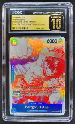 2025 ONE PIECE PORTGAS D. ACE RARE PROMO OP07-053 CGC 10 PRISTINE P PT - Image 1