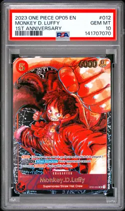 Monkey D. Luffy PSA10 2023 One Piece Op05-Awakening 1st Anniversary #012 - Image 1
