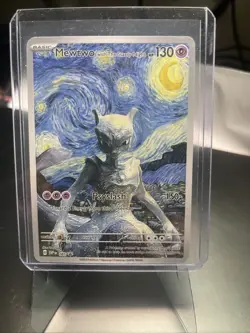 Pokemon Custom Art Card Mewtwo Starry Night Van Gogh - Image 1