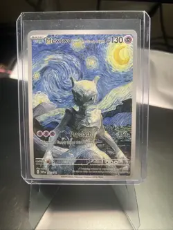 Pokemon Custom Art Card Mewtwo Starry Night Van Gogh - Image 2