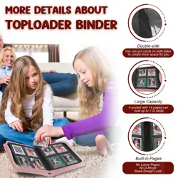 Toploader Binder, 4 Pocket Top Loader Card Binder Holds 112 Toploaders for Tr... - Image 3