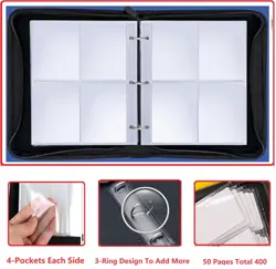 Trading Card Binder with 400 Pockets, Zipper Closure, Card Collection Album w... - Image 3