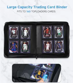 Toploader Card Binder 4 Pocket,160-Card Trading Card Album-Premium PU Zipper ... - Image 3