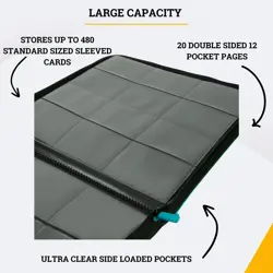 - 12 Pocket Premium Binder with Zipper for 480 Cards Trading Card Games TCG (... - Image 3